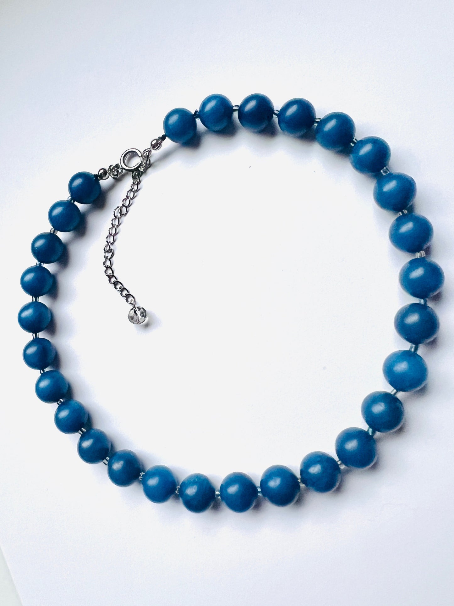 Blue Dyed Jade Stone Beaded Necklace