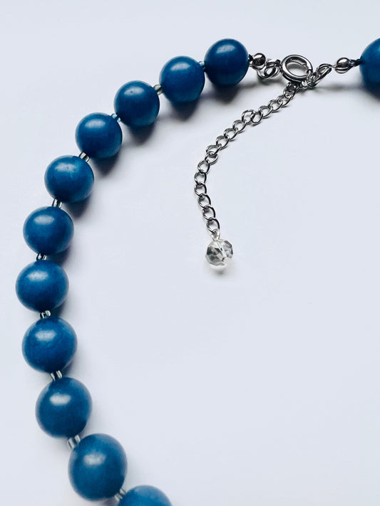 Blue Dyed Jade Stone Beaded Necklace