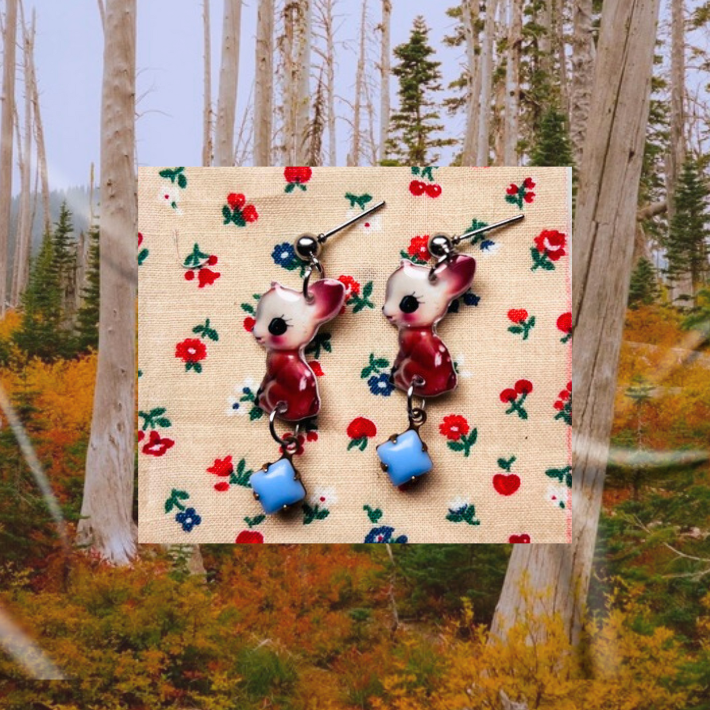 Deer Dangle Charm Earrings