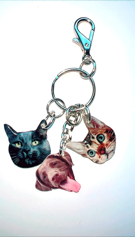 Custom Pet Collage Charm Keychain