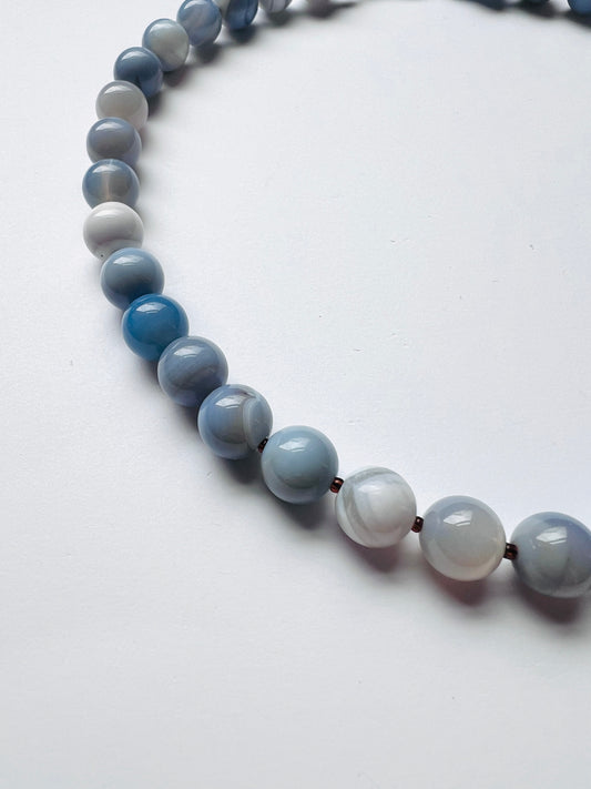 Blue Agate Beaded Necklace