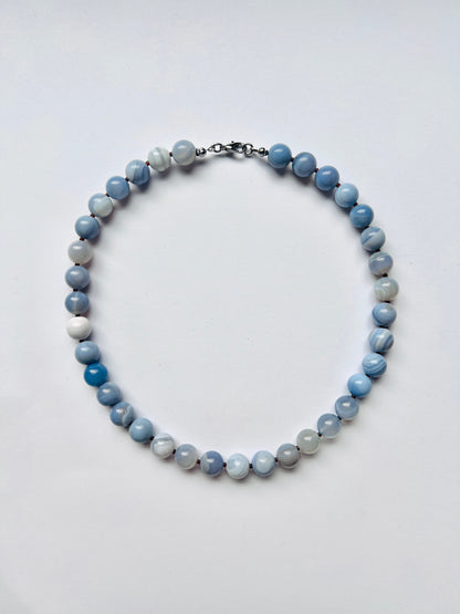 Blue Agate Beaded Necklace