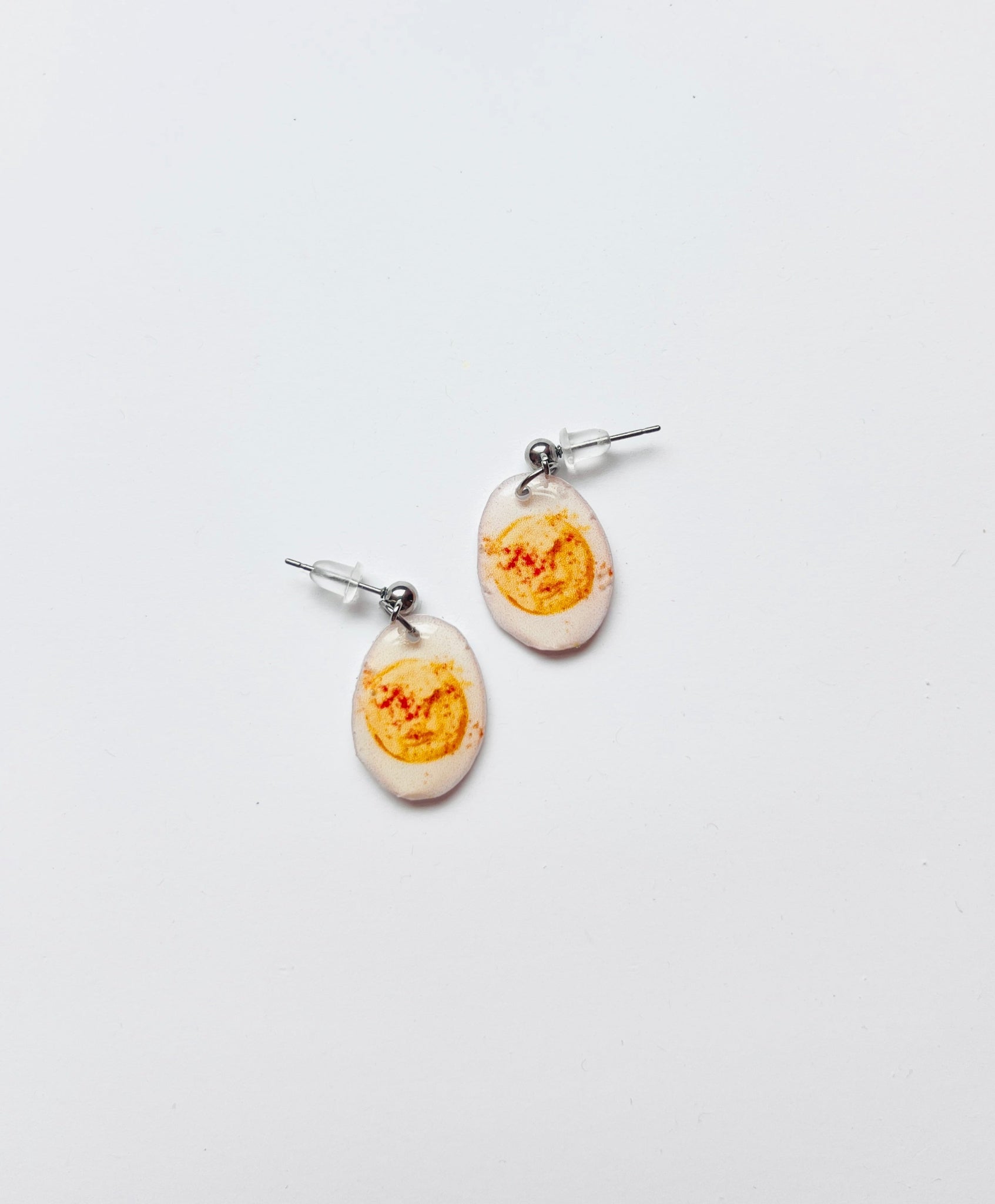 deviled egg dangly earrings