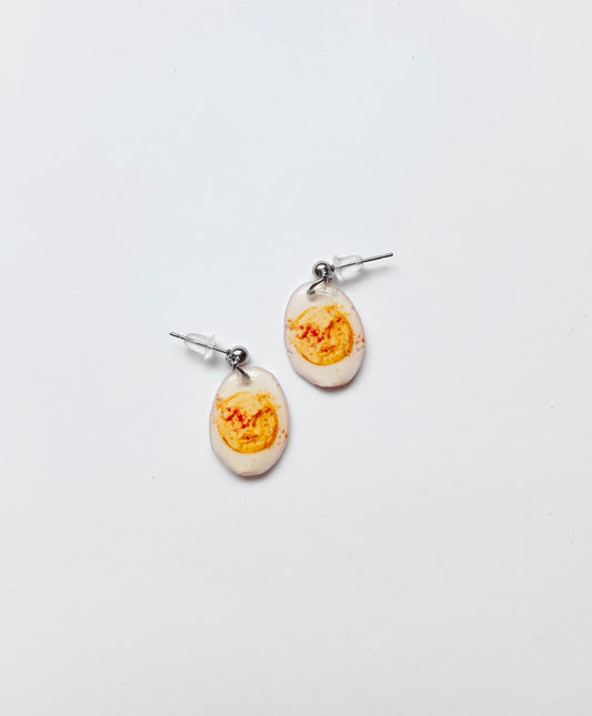 deviled egg dangly earrings
