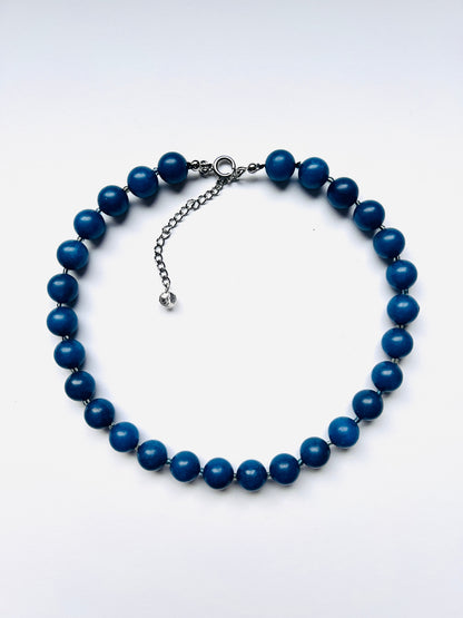 Blue Dyed Jade Stone Beaded Necklace