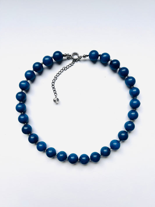 Blue Dyed Jade Stone Beaded Necklace