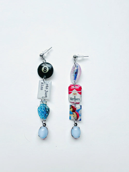 Lets Just Kiss Multi Charm Dangly Earrings